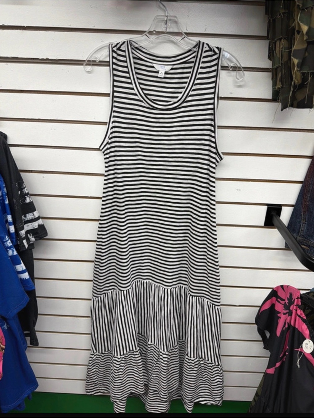 Time and Tru Black & White Striped Tiered Tank Dress NWT Size Medium